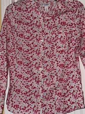 Old Navy Red Floral Button-Down Shirt